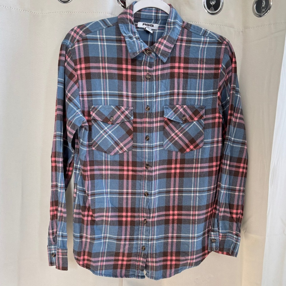 RSQ Men Flannel Shirt Button Plaid‎ Cotton Western Workwear Small Outdoor 19715